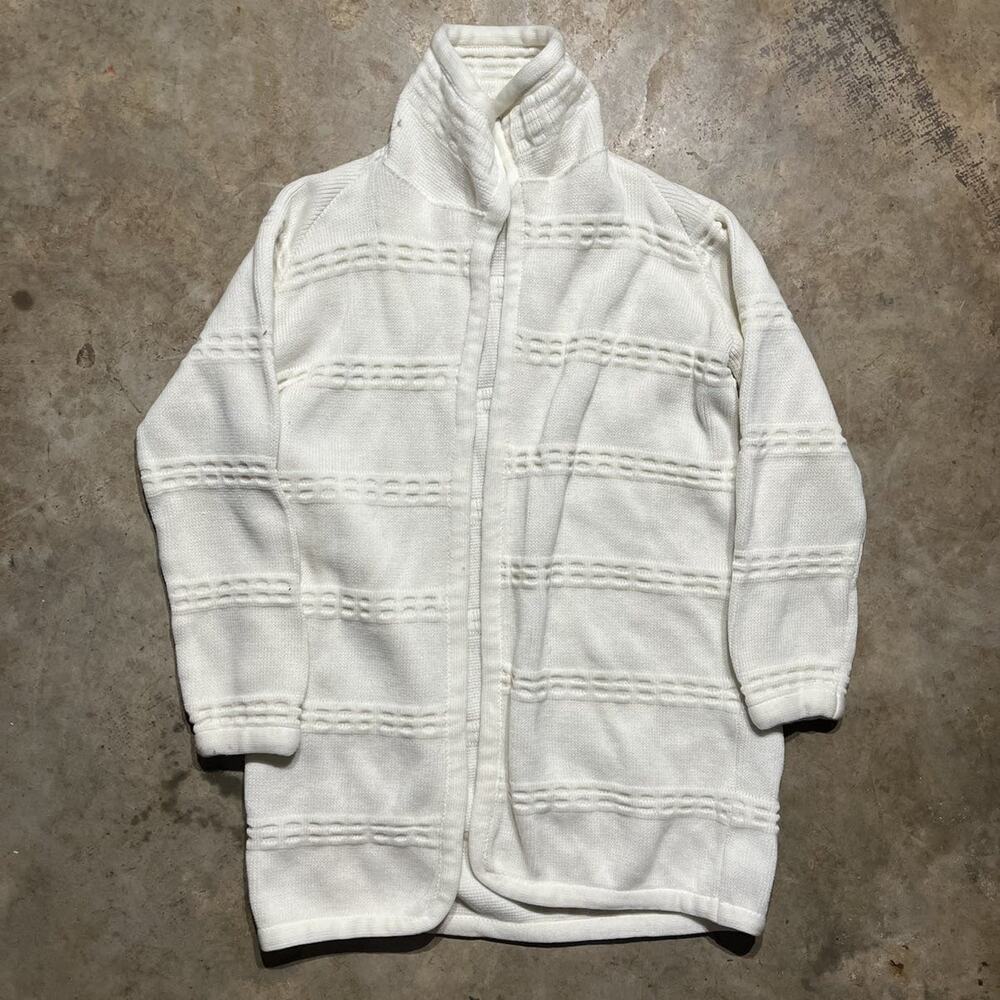 Vintage 80s Sears White Acrylic Buttonless Cardigan